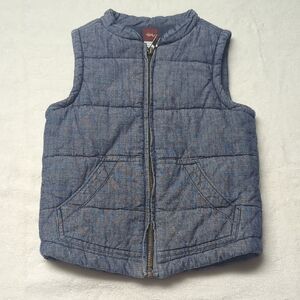 Tea Collection Blue Quilted Chambray Vest